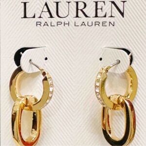 LAUREN Ralph Lauren ELEGANT GOLD-TONE DOUBLE HOOP EARRINGS 🌟NWT🌟